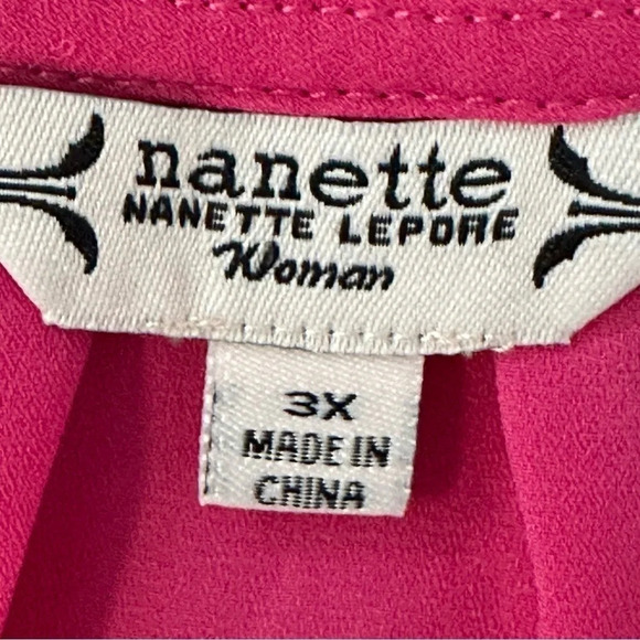 Nanette Lepore bright pink flowy blouse. Plus Size 3x - Picture 5 of 6